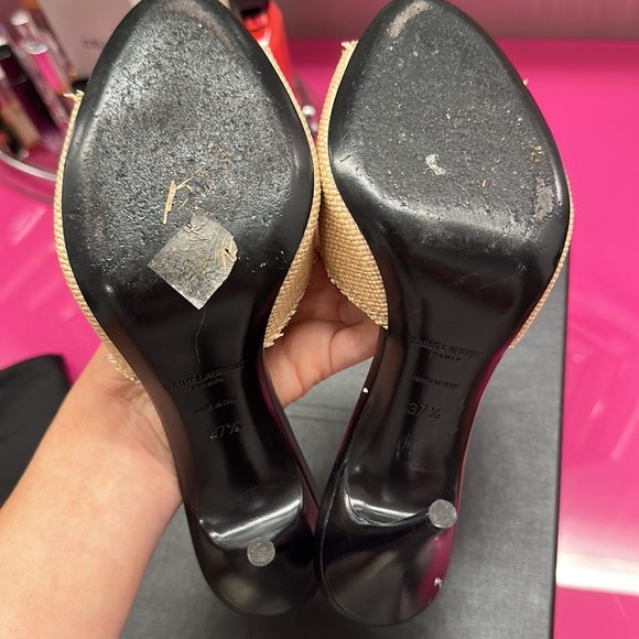 Saint Laurent la raffia and leather stiletto sandals - Picture 4 of 6